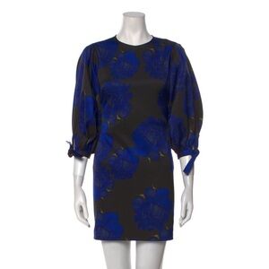 NWT CYNTHIA ROWLEY BLUE AND BLACK FLORAL MINI DRESS